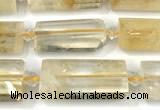 CTB918 13*25mm - 15*28mm faceted flat tube citrine beads