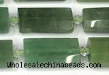 CTB928 13*25mm - 15*28mm faceted flat tube green aventurine jade beads