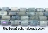 CTB940 15 inches 13*25mm - 14*19mm faceted tube aquamarine beads