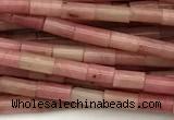 CTB988 15 inches 2*4mm tube pink wooden jasper beads