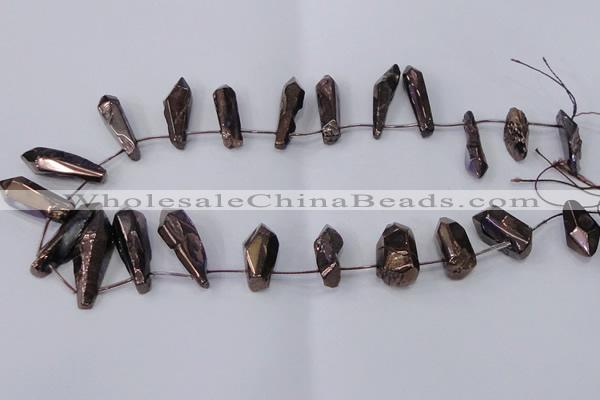 CTD1153 Top drilled 8*20mm - 10*30mm sticks plated quartz beads