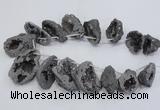 CTD1175 Top drilled 25*30mm - 35*40mm freeform plated druzy quartz  beads