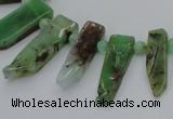 CTD1204 Top drilled 5*15mm - 8*35mm sticks Australia chrysoprase beads