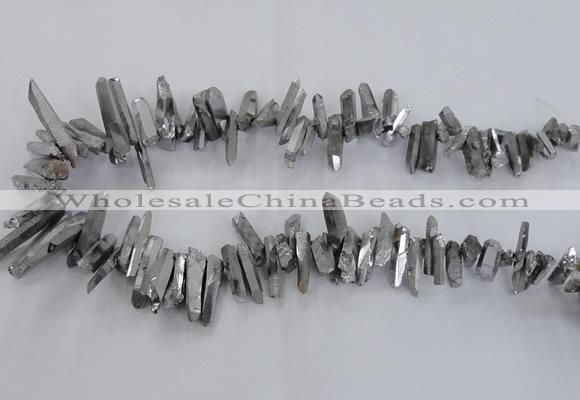 CTD1623 Top drilled 4*15mm - 6*35mm sticks plated quartz beads