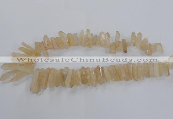 CTD1624 Top drilled 4*15mm - 6*35mm sticks plated quartz beads