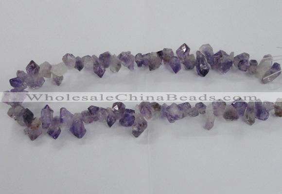 CTD1641 Top drilled 10*14mm - 10*18mm faceted nuggets amethyst beads