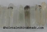 CTD1661 Top drilled 6*18mm - 8*35mm sticks green phantom quartz beads