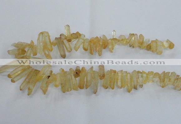 CTD1691 Top drilled 5*15mm - 7*35mm sticks dyed white crystal beads