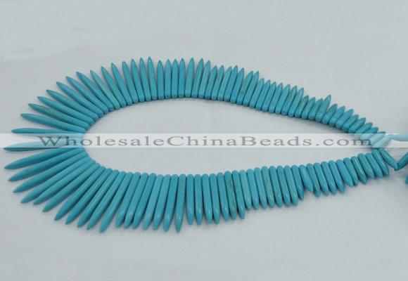 CTD2023 Top drilled 5*20mm - 5*45mm sticks turquoise beads