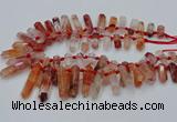 CTD2112 Top drilled 10*25mm - 12*45mm sticks pink quartz beads