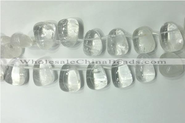 CTD2140 Top drilled 15*25mm - 18*25mm freeform white crystal beads