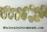 CTD2142 Top drilled 15*25mm - 18*25mm freeform lemon quartz beads