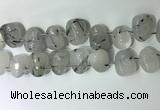 CTD2143 15*25mm - 18*25mm freeform black rutilated quartz  beads