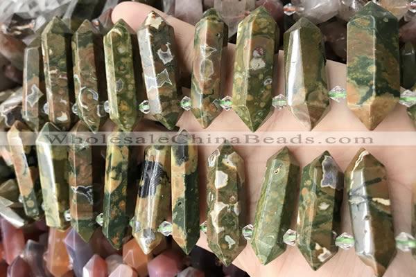 CTD2246 Top drilled 10*22mm - 12*45mm faceted nuggets rhyolite beads