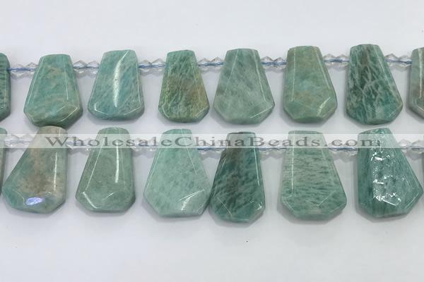 CTD2269 Top drilled 16*28mm - 20*30mm faceted freeform amazonite beads