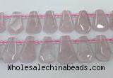 CTD2271 Top drilled 16*28mm - 20*30mm faceted freeform rose quartz beads