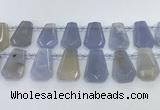 CTD2330 Top drilled 16*18mm - 20*30mm freeform blue chalcedony beads