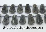 CTD2352 Top drilled 16*18mm - 20*30mm freeform moss quartz beads