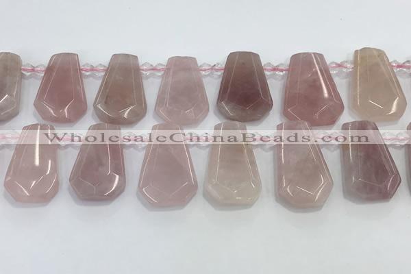 CTD2357 Top drilled 16*18mm - 20*30mm freeform Madagascar rose quartz beads