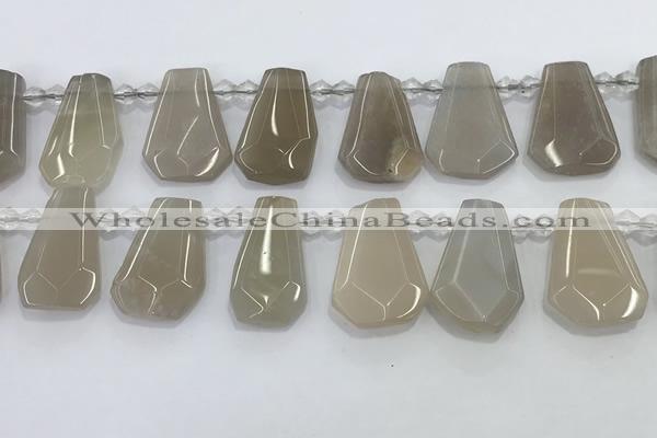 CTD2362 Top drilled 16*18mm - 20*30mm faceted freeform moonstone beads