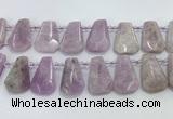 CTD2369 Top drilled 16*18mm - 20*30mm faceted freeform kunzite beads