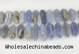 CTD2390 Top drilled 13*30mm - 14*42mm sticks blue chalcedony beads