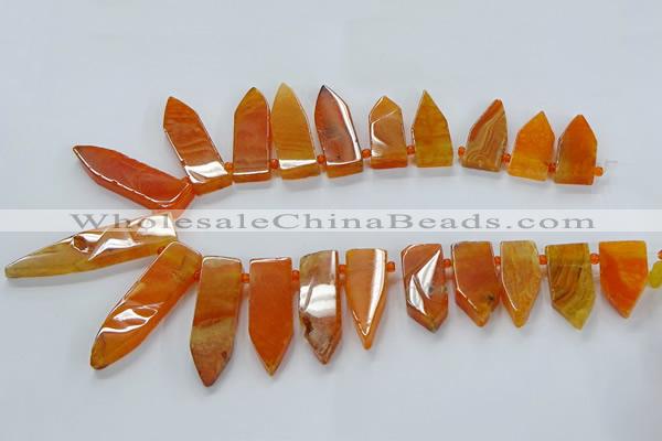 CTD2510 Top drilled 15*25mm - 16*50mm sticks agate gemstone beads