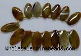 CTD2530 Top drilled 28*57mm faceted oval agate gemstone beads