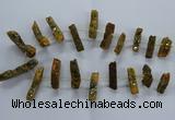 CTD2578 Top drilled 10*30mm - 10*50mm sticks plated druzy agate beads