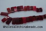 CTD2610 Top drilled 14*27mm - 16*42mm rectangle agate beads