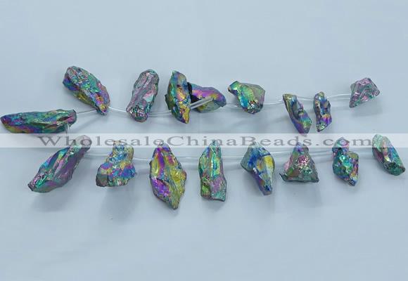 CTD2633 Top drilled 10*25mm - 20*45mm nuggets plated druzy quartz beads