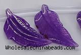 CTD2773 Top drilled 20*45mm - 25*55mm carved leaf agate beads