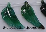 CTD2776 Top drilled 20*45mm - 25*55mm carved leaf agate beads