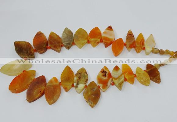 CTD2789 Top drilled 15*30mm - 25*45mm marquise agate gemstone beads