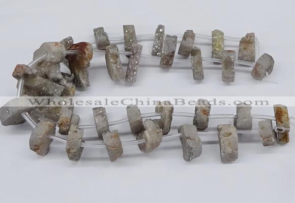 CTD2841 Top drilled 15*20mm - 18*40mm freeform plated druzy agate beads