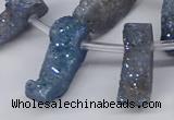 CTD2845 Top drilled 15*20mm - 18*40mm freeform plated druzy agate beads