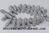 CTD2862 Top drilled 15*20mm - 22*50mm sticks plated quartz beads