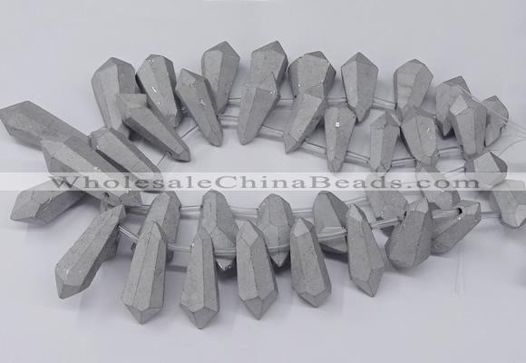 CTD2862 Top drilled 15*20mm - 22*50mm sticks plated quartz beads