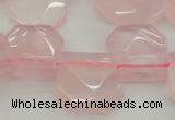 CTD314 Top drilled 15*18mm - 18*20mm faceted freeform rose quartz beads