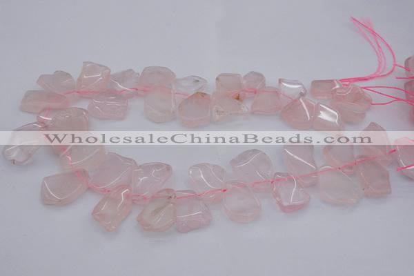 CTD320 Top drilled 15*20mm - 20*25mm freeform rose quartz beads