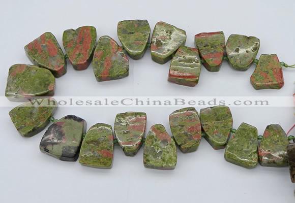 CTD3505 Top drilled 15*20mm - 25*30mm freeform unakite beads