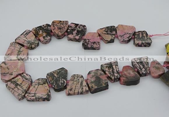 CTD3508 Top drilled 15*20mm - 25*30mm freeform rhodonite beads