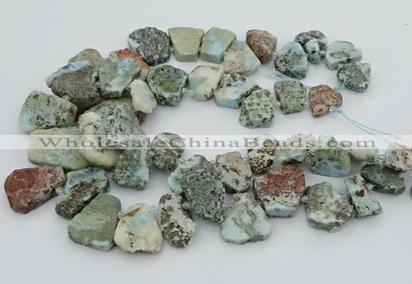 CTD3539 Top drilled 15*20mm - 25*30mm freeform larimar beads