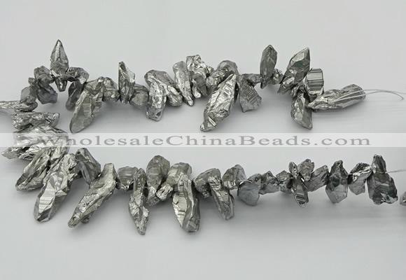 CTD3554 Top drilled 10*20mm - 12*30mm sticks plated quartz beads