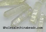 CTD3575 Top drilled 6*20mm - 8*45mm sticks plated white crystal beads