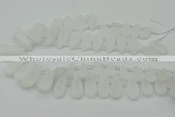 CTD3645 Top drilled 10*20mm - 15*45mm freeform matte white crystal beads