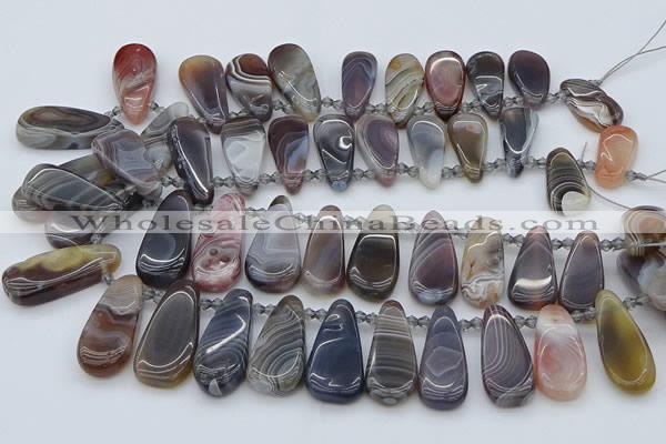 CTD3647 Top drilled 10*20mm - 15*45mm freeform matte botswana agate beads