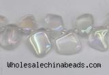 CTD3671 Top drilled 5*8mm - 10*14mm freeform plated white crystal beads