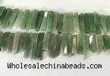 CTD3736 Top drilled 8*20mm - 10*50mm sticks green aventurine beads