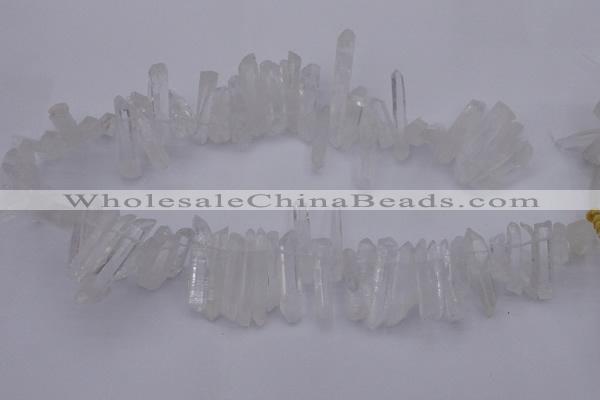 CTD375 Top drilled 6*25mm - 8*35mm sticks white crystal beads